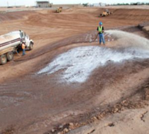 Bentonite clay pond being installed